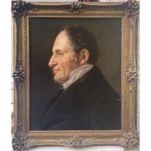 PORTRAIT GENTILHOMME PREMIÈRE EMPIRE TABLEAU (1800-1830) HUILE SUR CARTON