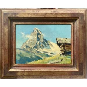 Charles Henri Contencin Painting Hsp Mountain Chalet With A View Of The Matterhorn