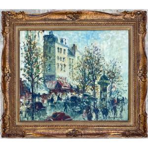 Merio Améglio Hst Painting Paris, Boulevard De Clichy, 55 X 46 Cm