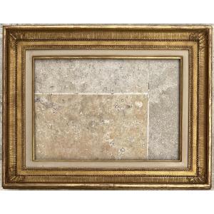 CADRE ANCIEN 8P SCULPTÉ BOIS ET STUC A CANAUX LOUIS XVI FRENCH FRAME 46 x 33 cm