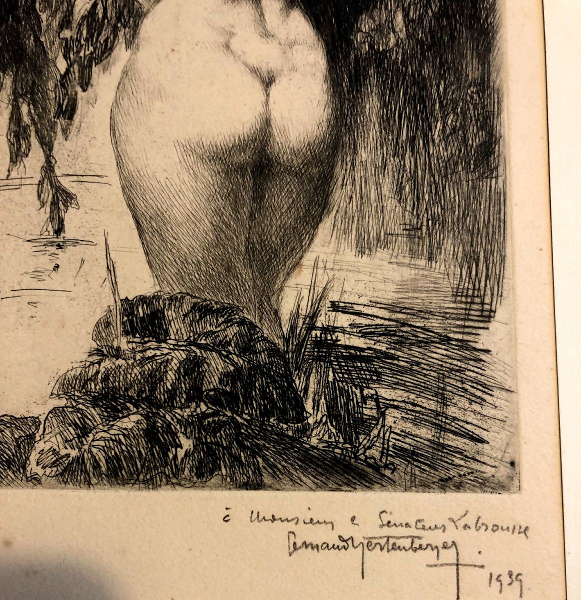 Gravure Impressioniste de Baigneuse De Fernard Hertenberger 1939-photo-3