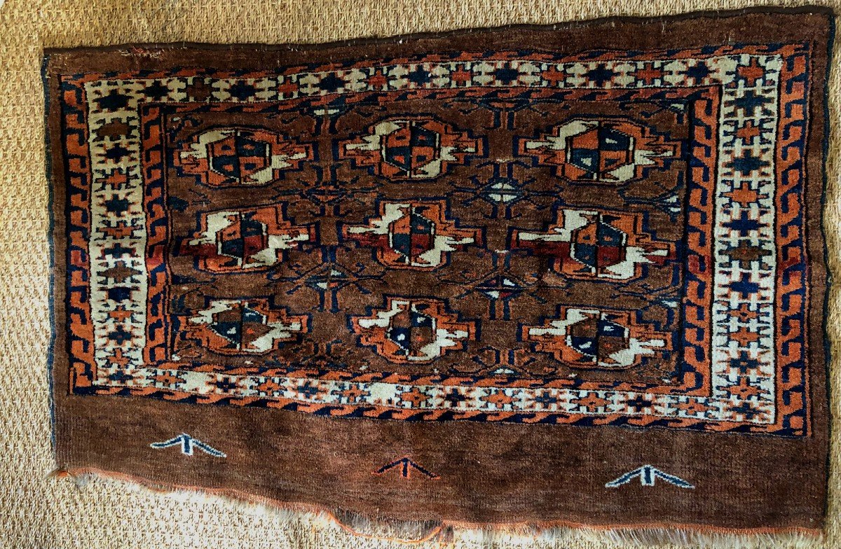Early 20th Century Handmade Yomud Turkmen Carpet-photo-3
