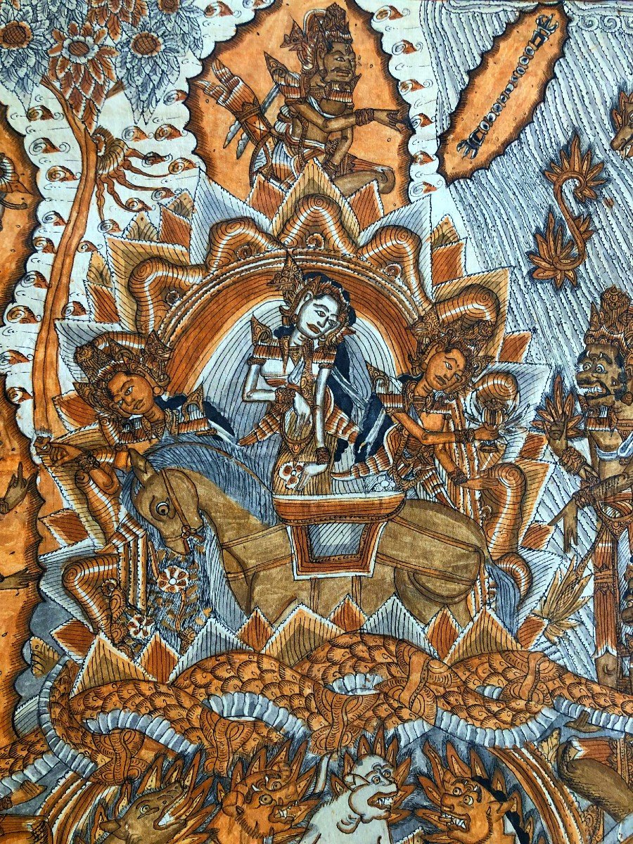 Large Kamasan Balinese Tabing Early XX-photo-2