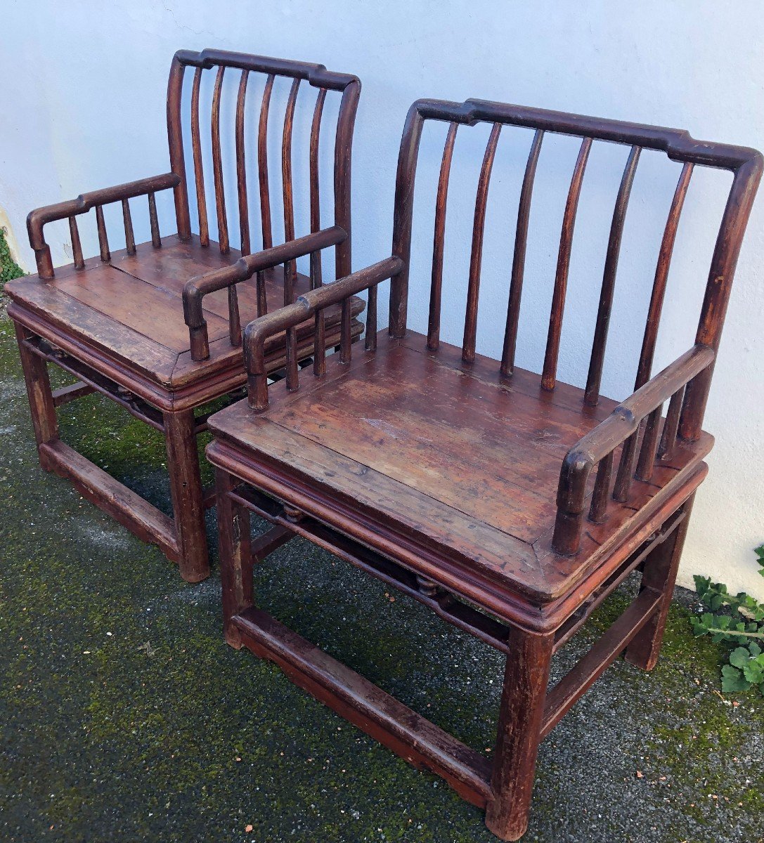 Paire De Chaises d'Enfants Qing XIX -photo-1