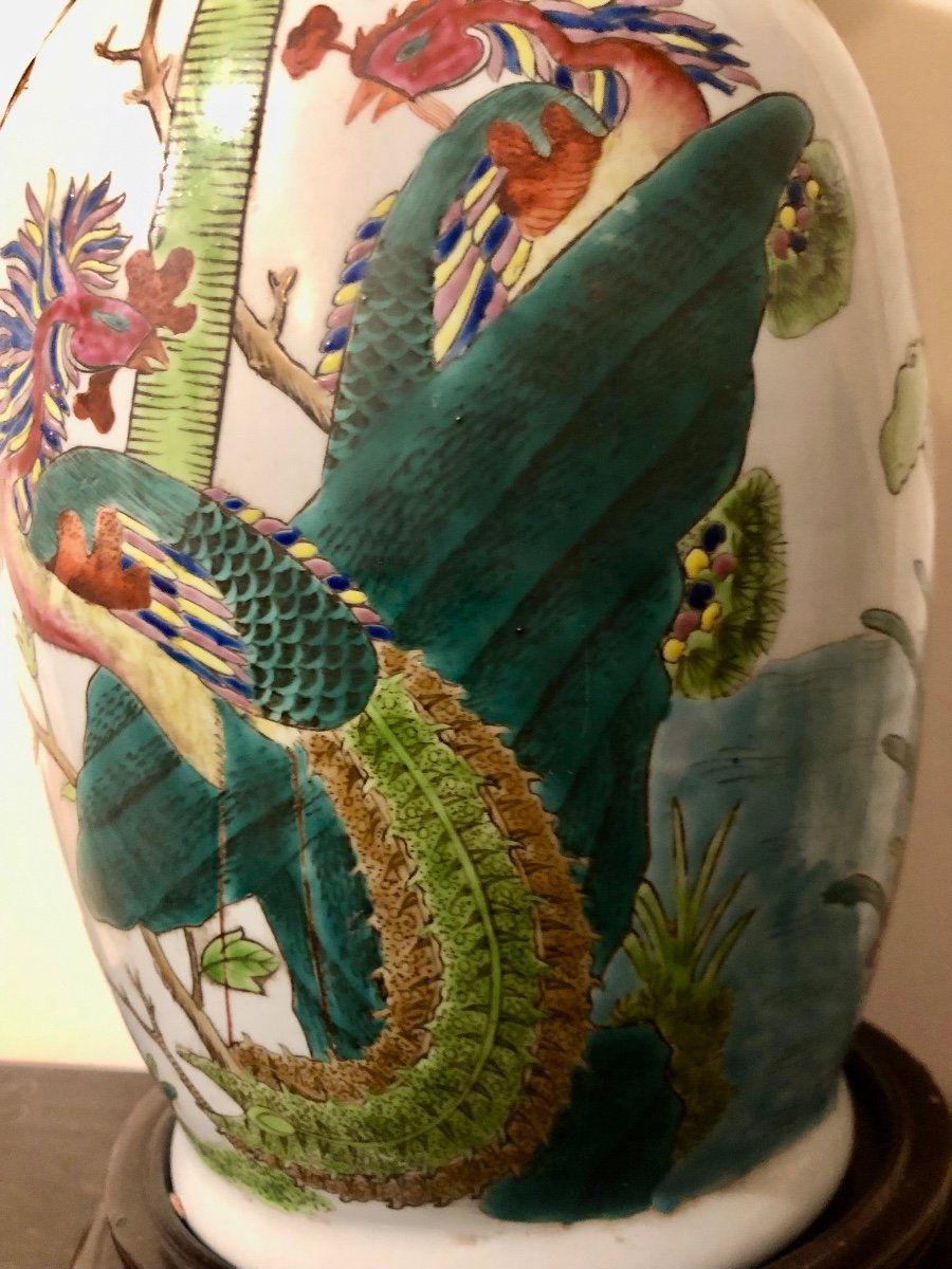 Canton Famille Verte Lamp Base China XX-photo-2