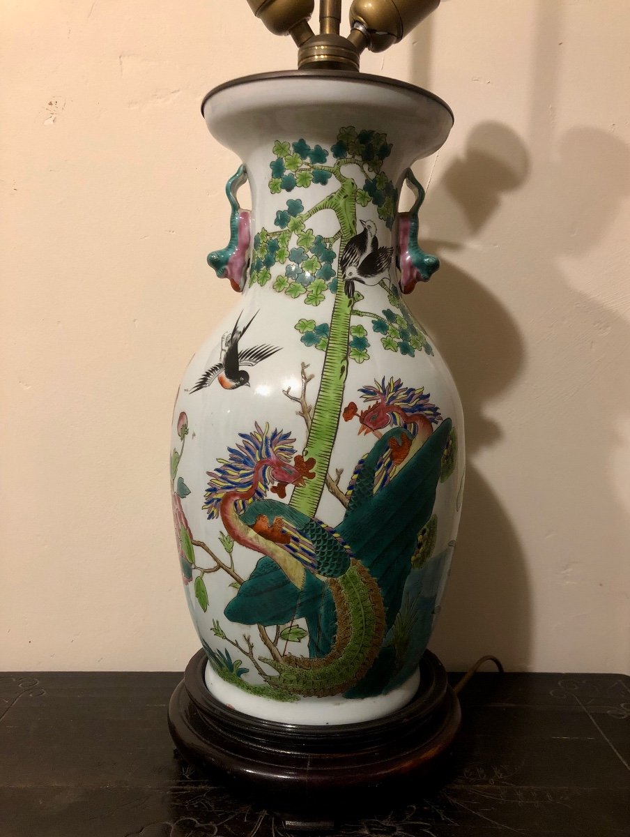 Canton Famille Verte Lamp Base China XX