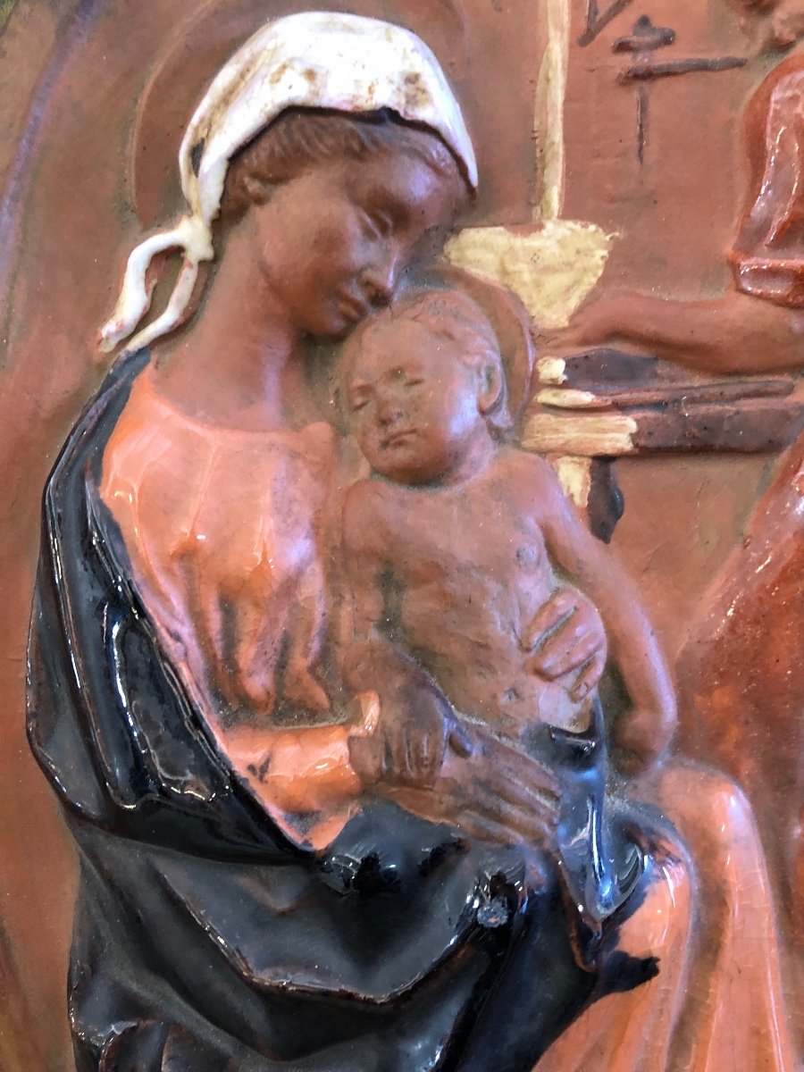 Camée En Terre Cuite De La Sainte Famille XX-photo-2