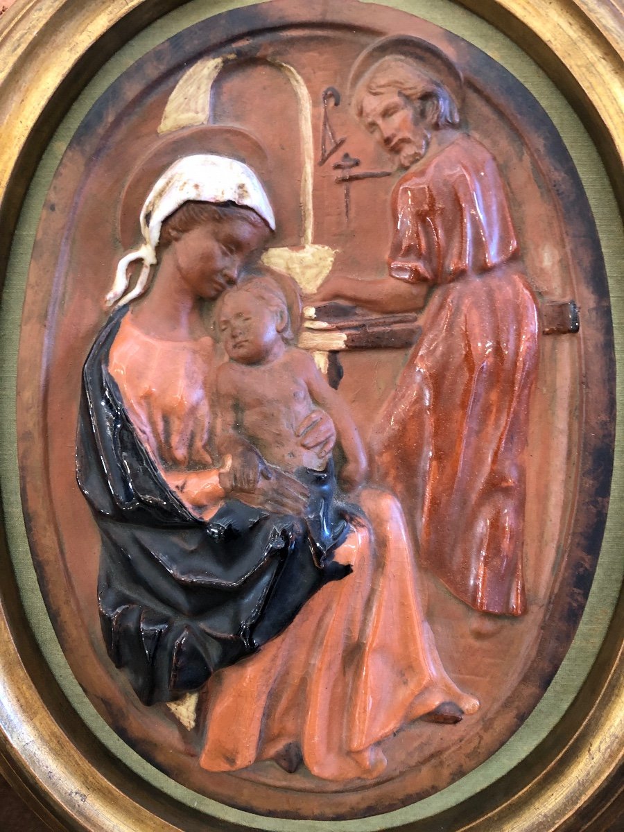 Camée En Terre Cuite De La Sainte Famille XX-photo-3