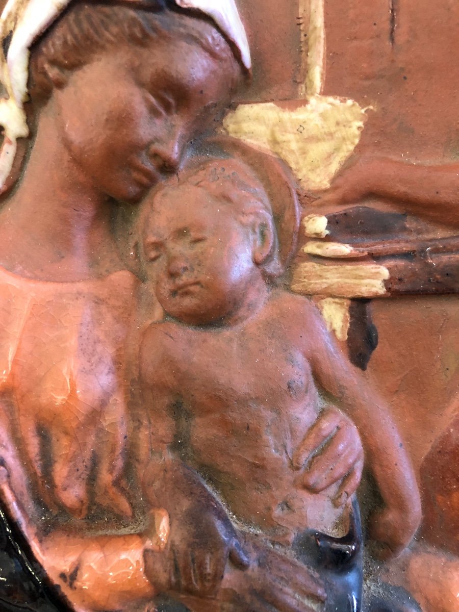 Camée En Terre Cuite De La Sainte Famille XX-photo-2