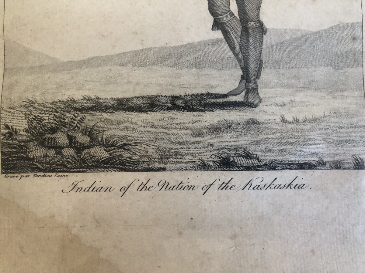 Gravure Indien De La Nation Kaskaskia XVIII Tardieu L’ainee-photo-4