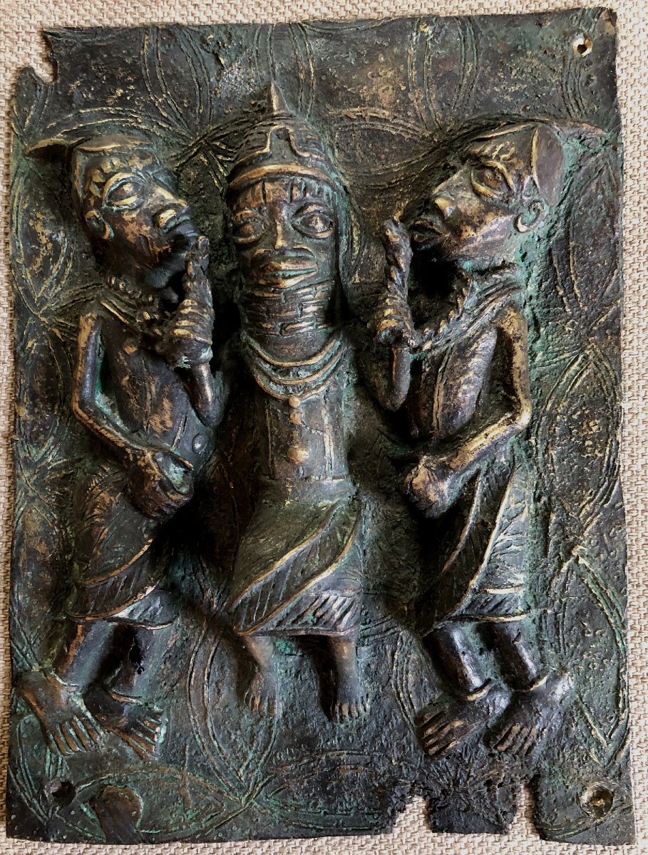Plaque De Porte De Palais Bronze Bénin Début XX-photo-3