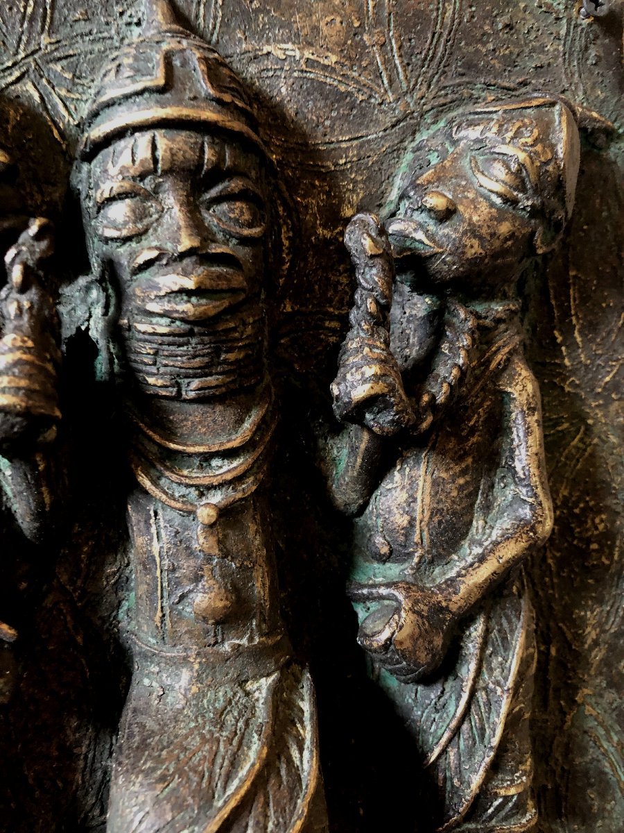 Plaque De Porte De Palais Bronze Bénin Début XX-photo-4