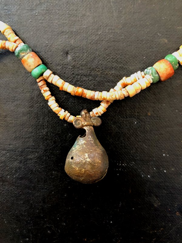 Tairona Necklace 8th-16th Century Turquoise, Shells, Carnelian And Gold Tumbaga-photo-3