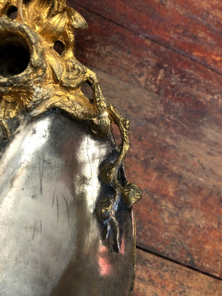 Bougeoir Art Nouveau en bronze argenté-photo-1