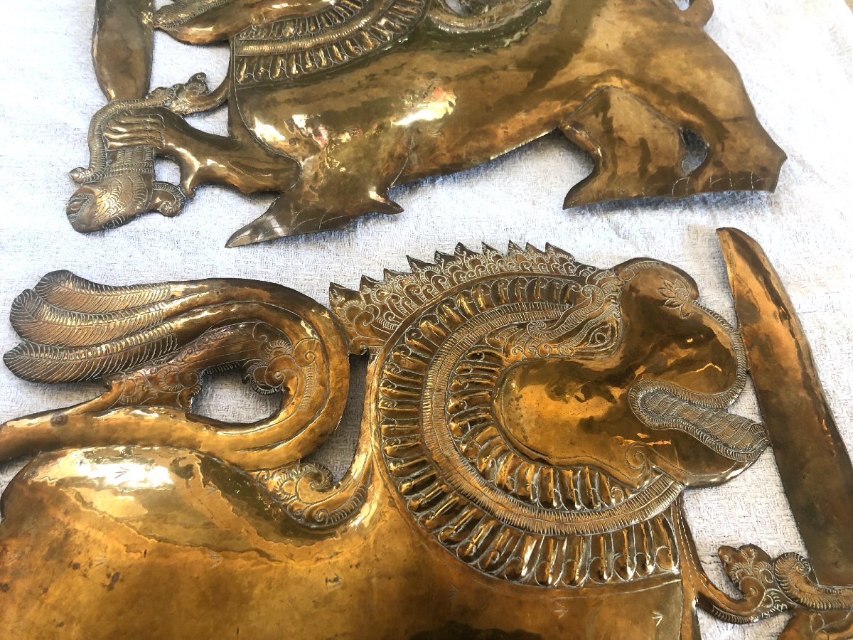 Pair Of Lions From The Kingdom Of Kandy, Ceylon, Early 20th Century-photo-4