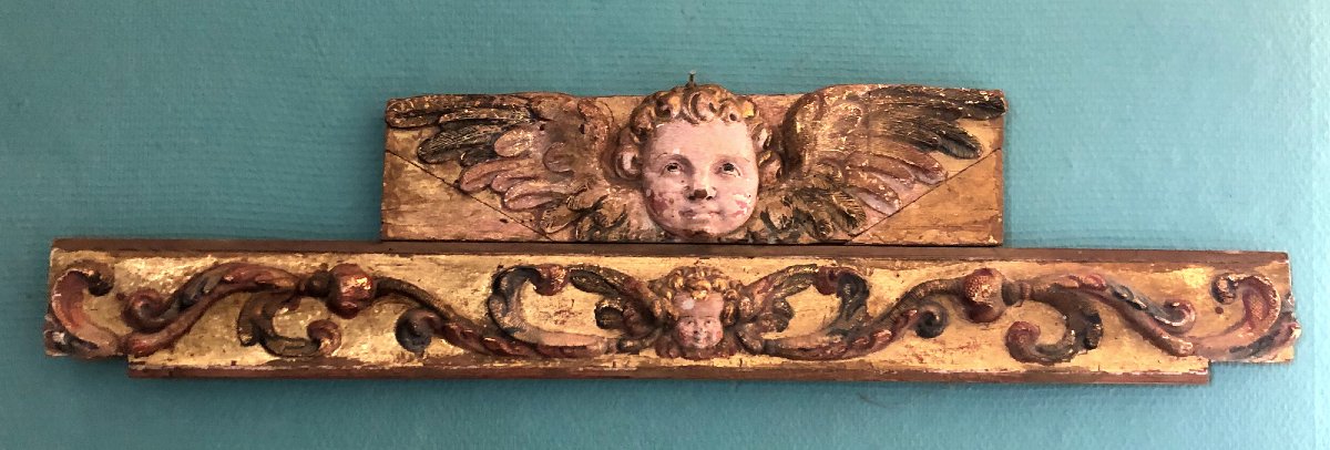 Supraport baroque orné d'angelots Espagne XVII-photo-3