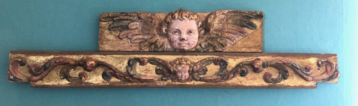 Supraport baroque orné d'angelots Espagne XVII
