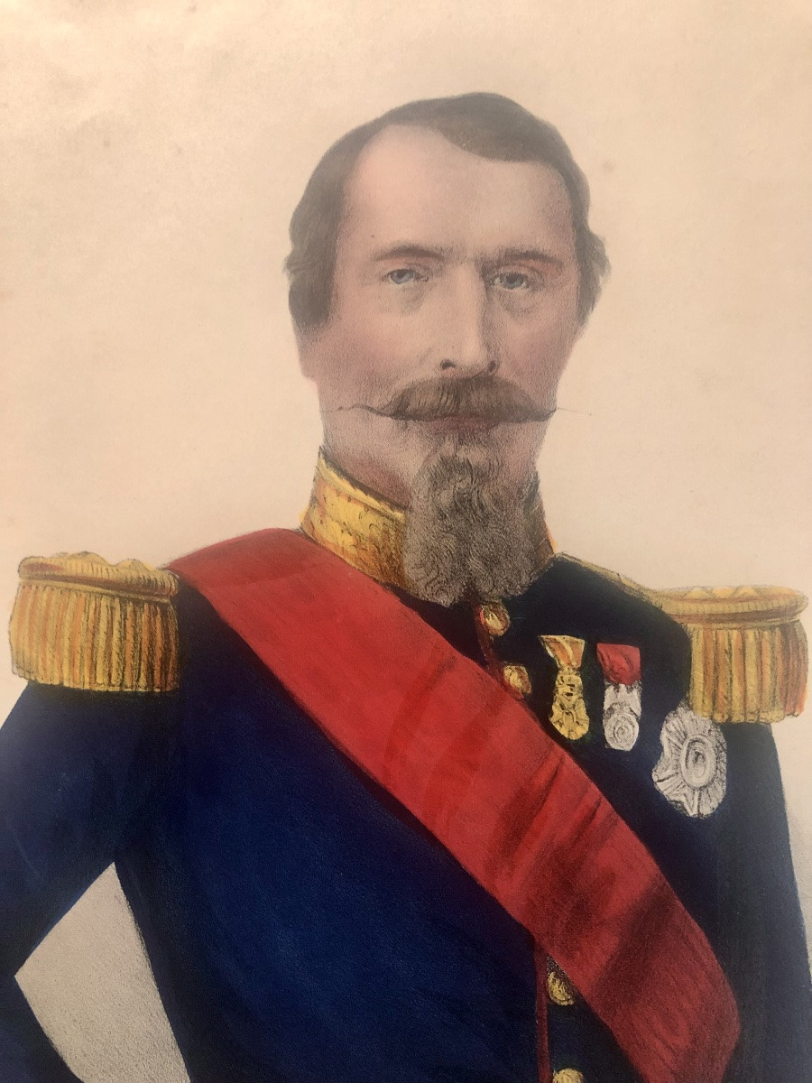 Pair Of Lithographs: Eugénie De Montijo And Napoleon III-photo-2