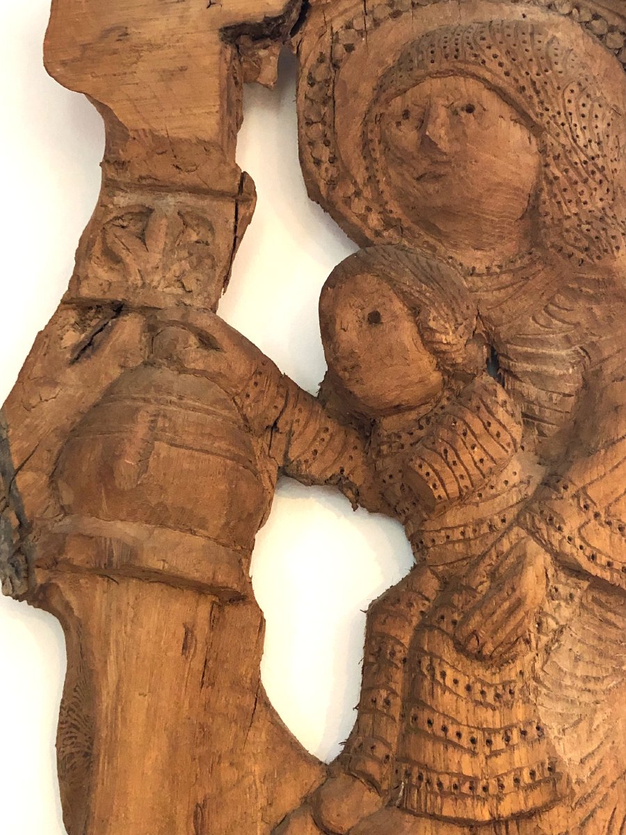 20th Century Basque-béarnaise Wood Sculpture, The Adoration Of The Magi, From St. Lazarus Cathedral, Autun -photo-1