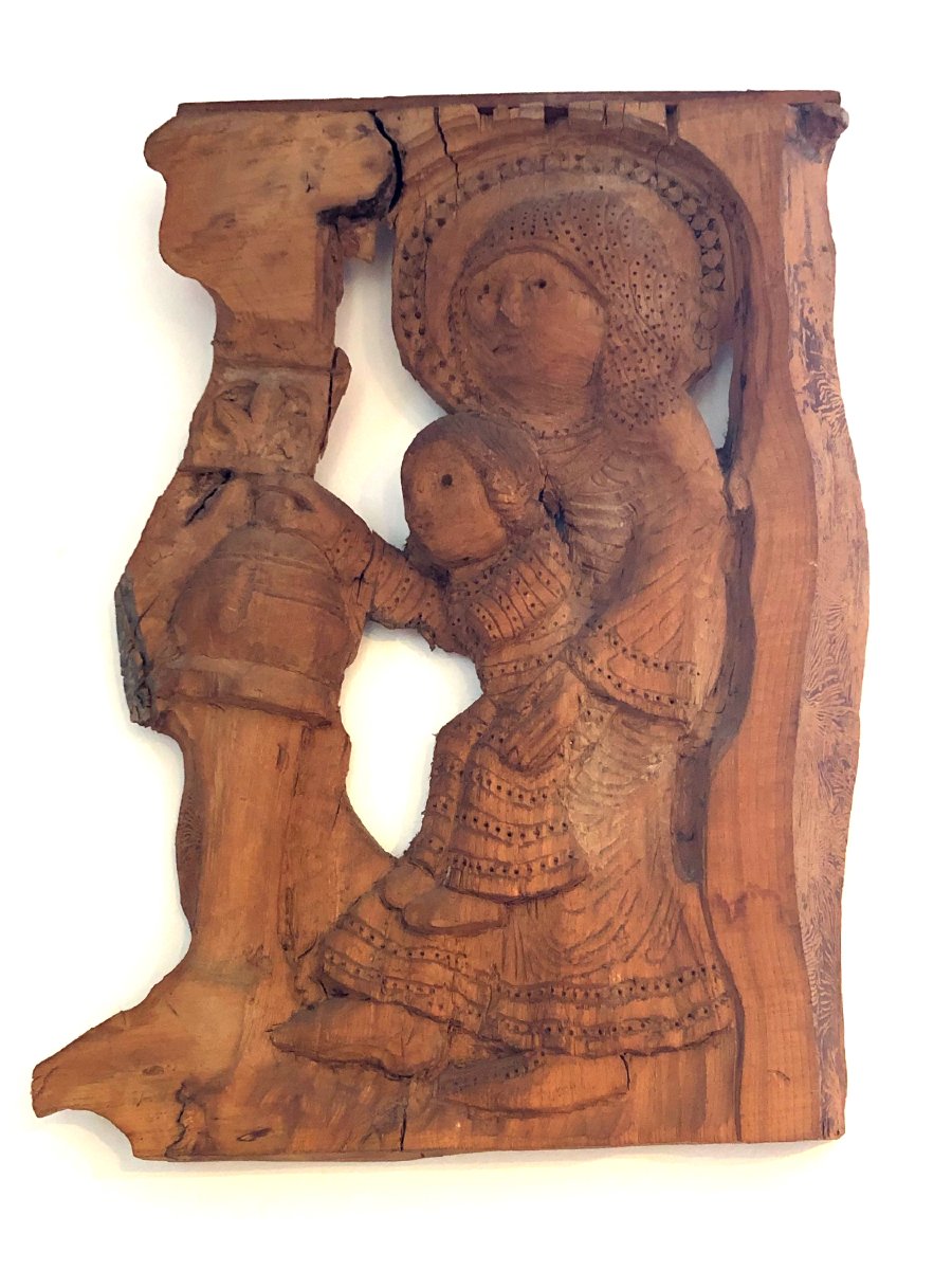 20th Century Basque-béarnaise Wood Sculpture, The Adoration Of The Magi, From St. Lazarus Cathedral, Autun -photo-3