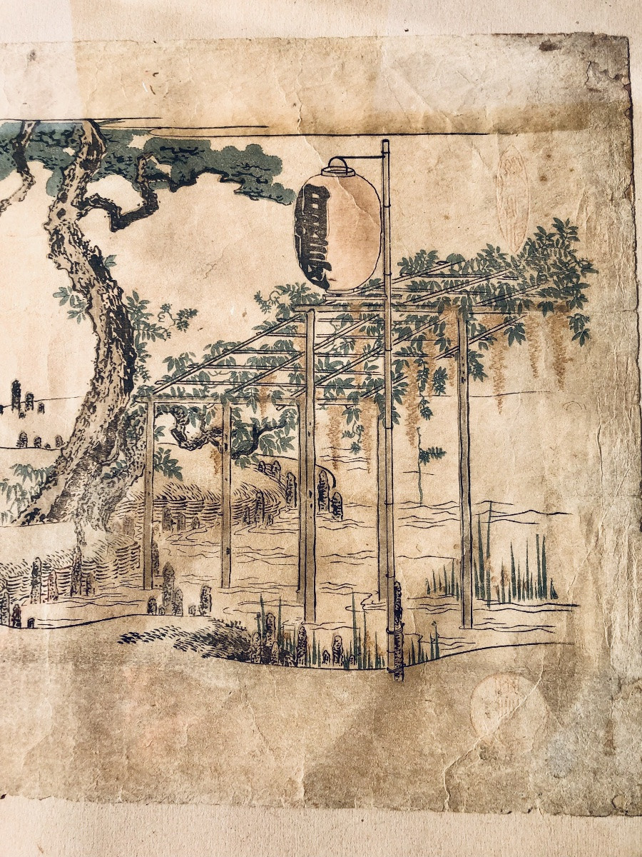 "wisteria Viewing At The Kameido Tenman Shrine" 1820 Hokusai-photo-3