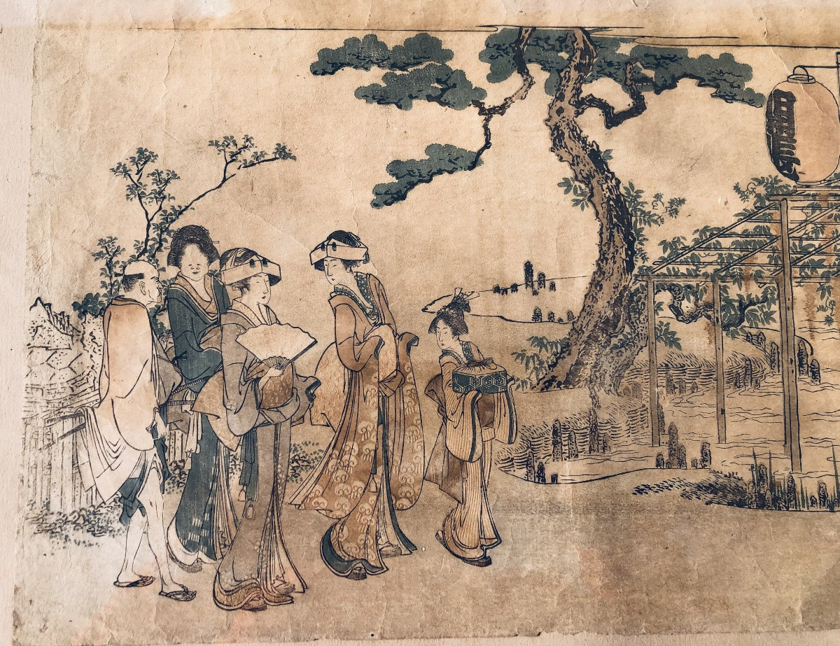 "wisteria Viewing At The Kameido Tenman Shrine" 1820 Hokusai-photo-2