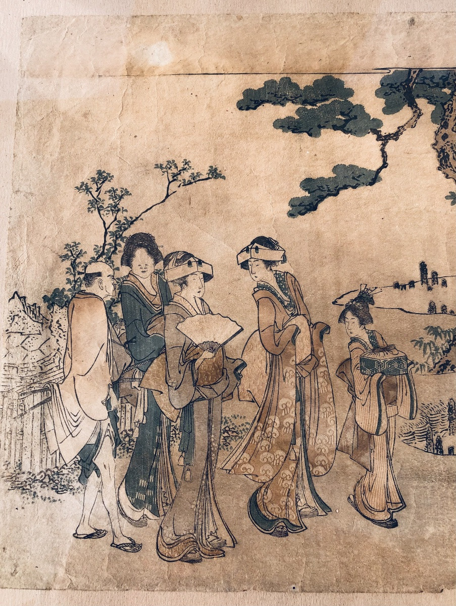 "wisteria Viewing At The Kameido Tenman Shrine" 1820 Hokusai-photo-3