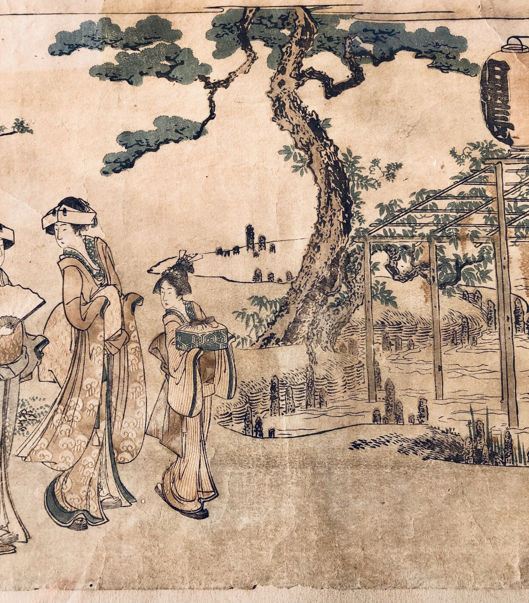 "wisteria Viewing At The Kameido Tenman Shrine" 1820 Hokusai-photo-6