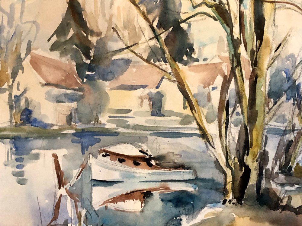 Watercolour By Marguerite Bermond, 1945-photo-2