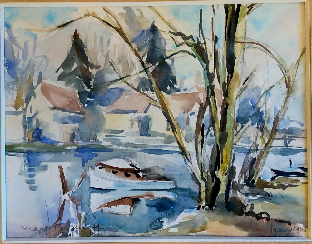 Watercolour By Marguerite Bermond, 1945