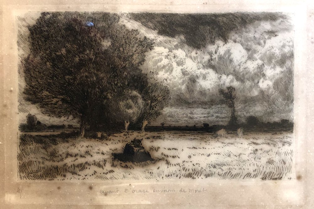  Etching The Banks Of The Loing By Théophile-narcisse Chauvel 1878 Barbizon School-photo-2