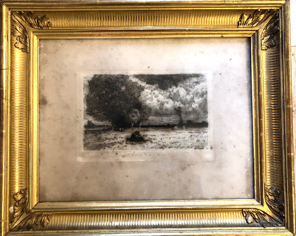  Etching The Banks Of The Loing By Théophile-narcisse Chauvel 1878 Barbizon School-photo-3