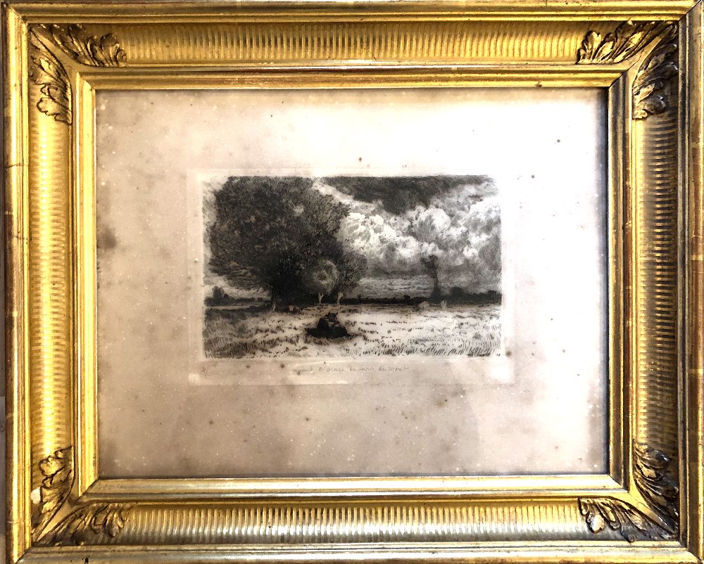  Etching The Banks Of The Loing By Théophile-narcisse Chauvel 1878 Barbizon School-photo-4