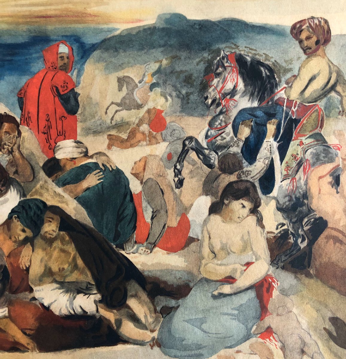 Study For Delacroix's Massacres Of Chios, 19th-century Lithograph-photo-4