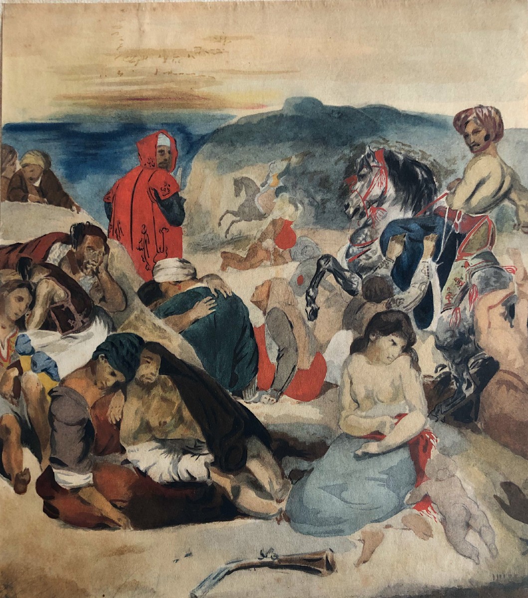Study For Delacroix's Massacres Of Chios, 19th-century Lithograph