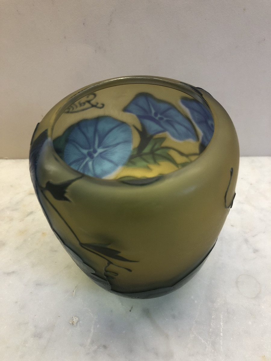 Gallé Vase With Blue Bindweed Motifs-photo-2