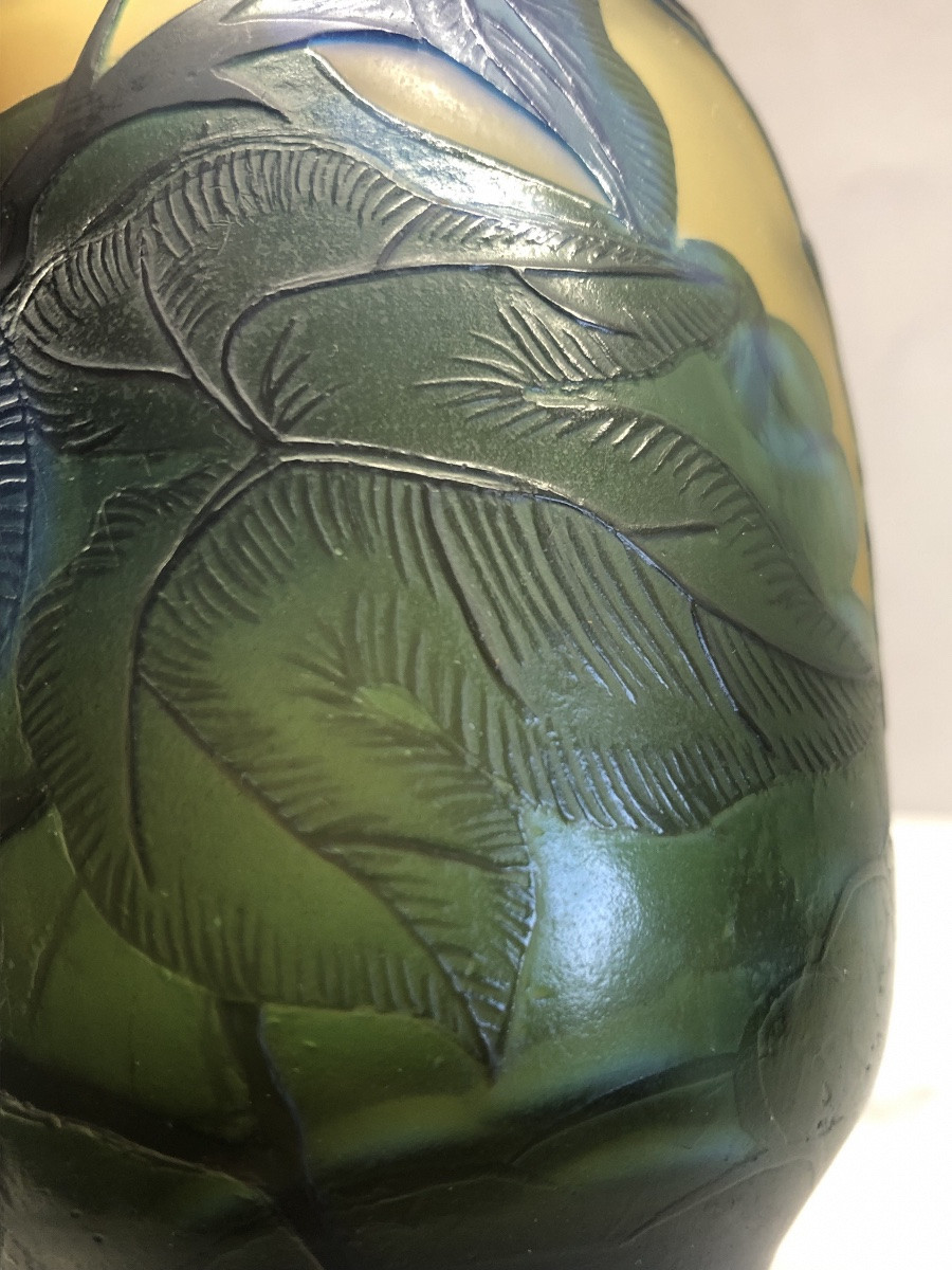 Gallé Vase With Blue Bindweed Motifs-photo-3