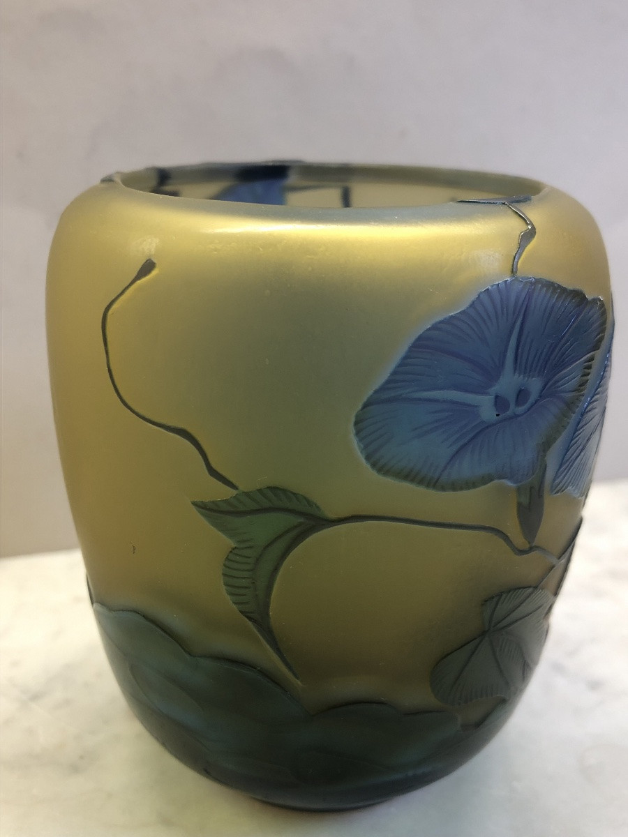 Gallé Vase With Blue Bindweed Motifs-photo-6