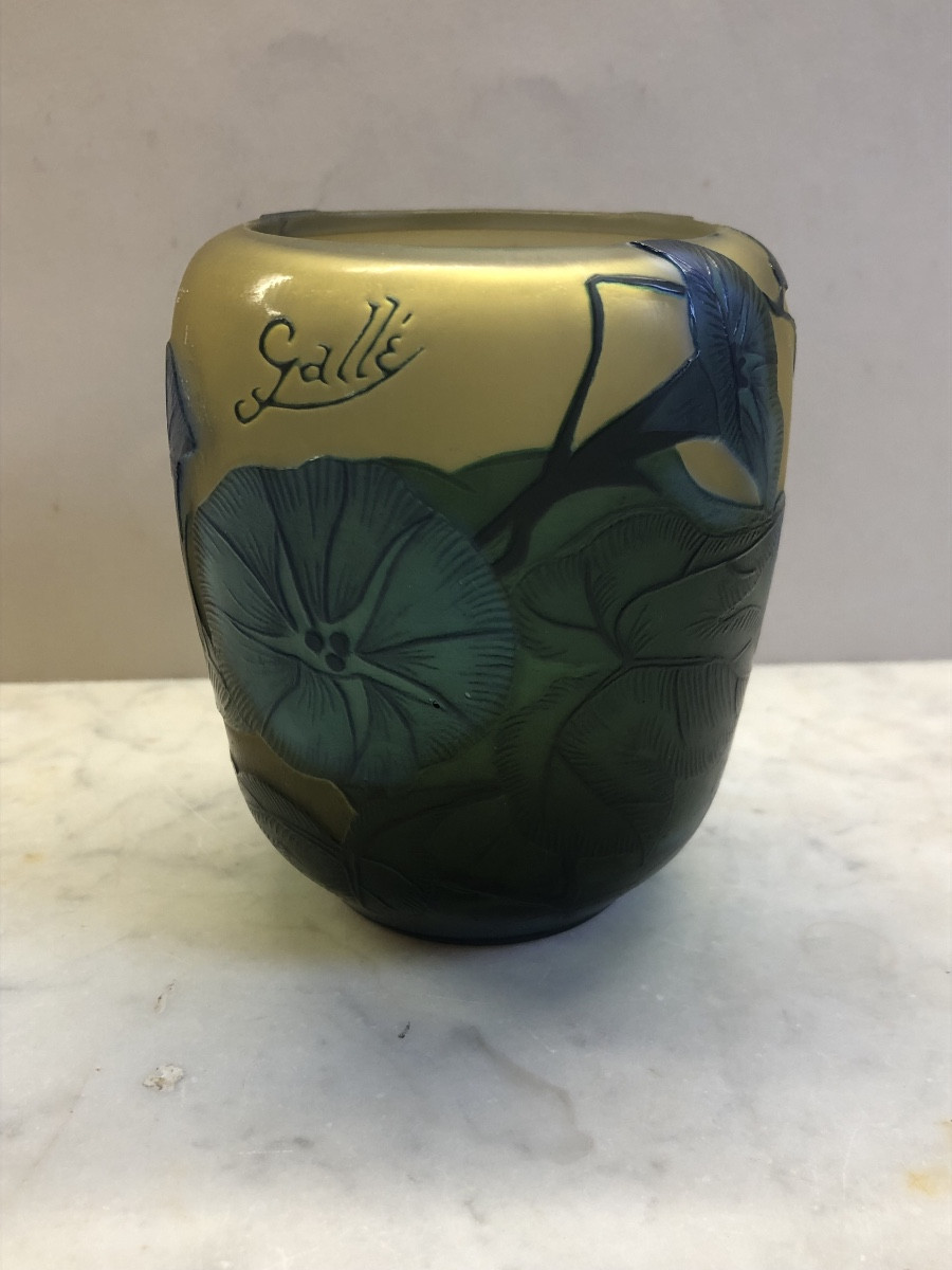 Gallé Vase With Blue Bindweed Motifs