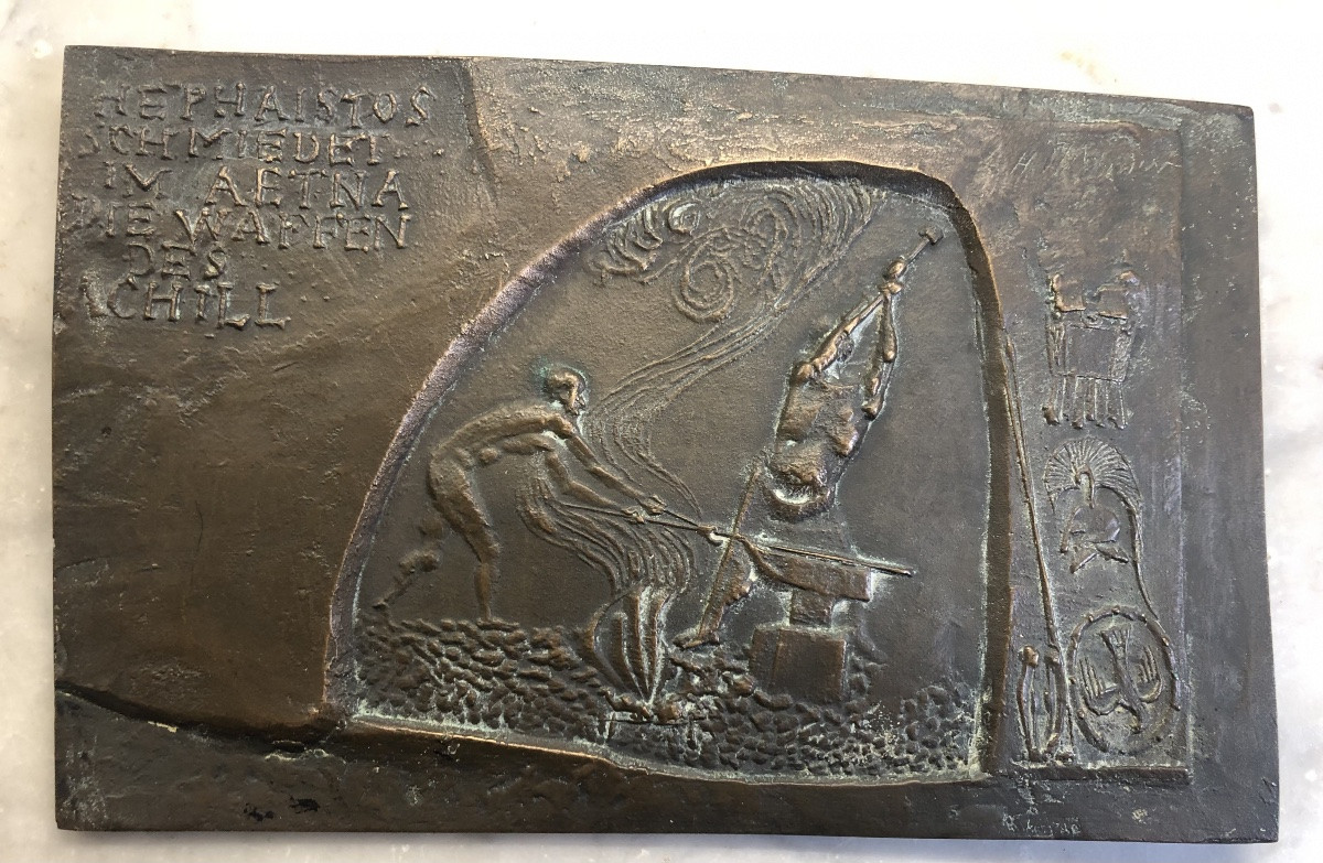 Bas-relief en bronze de Hans Wimmer, Allemagne 1961-photo-4