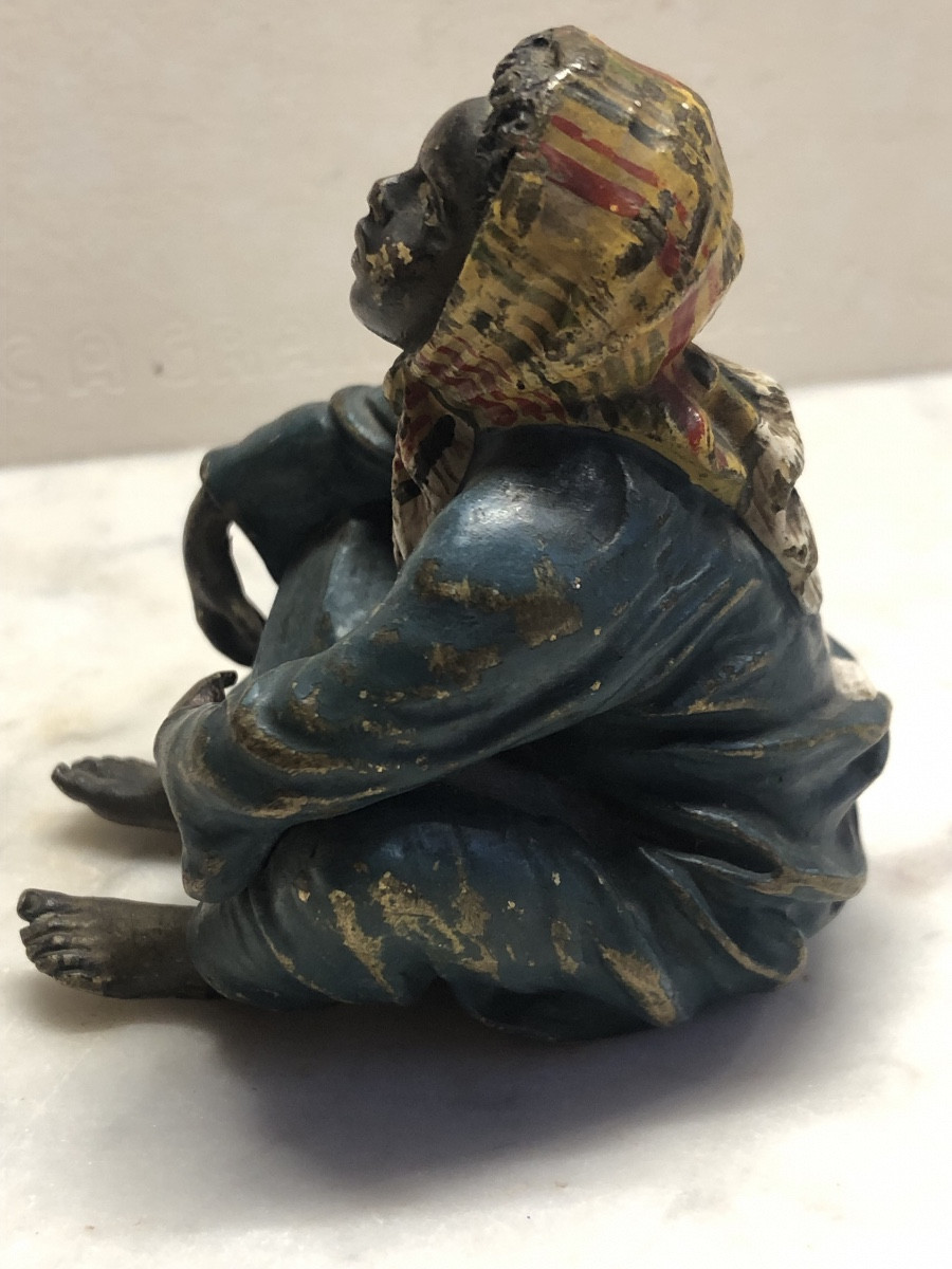 Vienna Bronze Seated Woman By Franz Xavier Bergmann (1861-1936)-photo-2