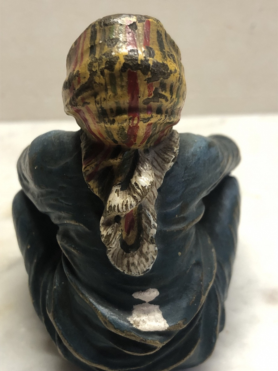 Vienna Bronze Seated Woman By Franz Xavier Bergmann (1861-1936)-photo-6