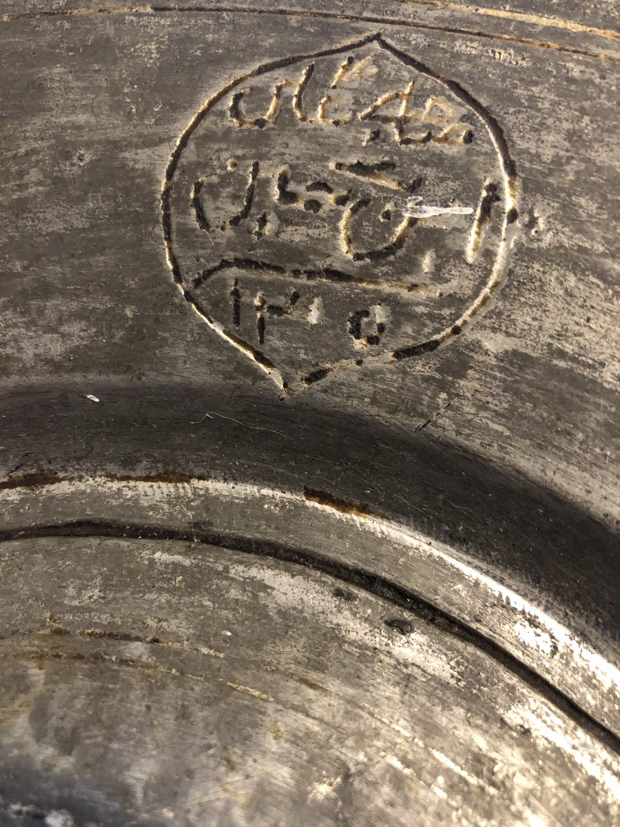 Plat creux Ottoman Damas XIX Alliage Cuivreux Etamé-photo-4