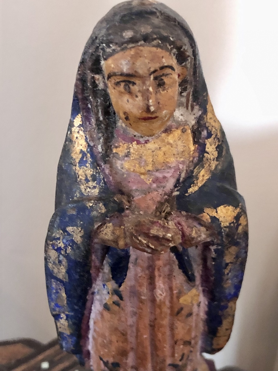 Petite Vierge Polychrome Art Populaire Brésil XIX-photo-2