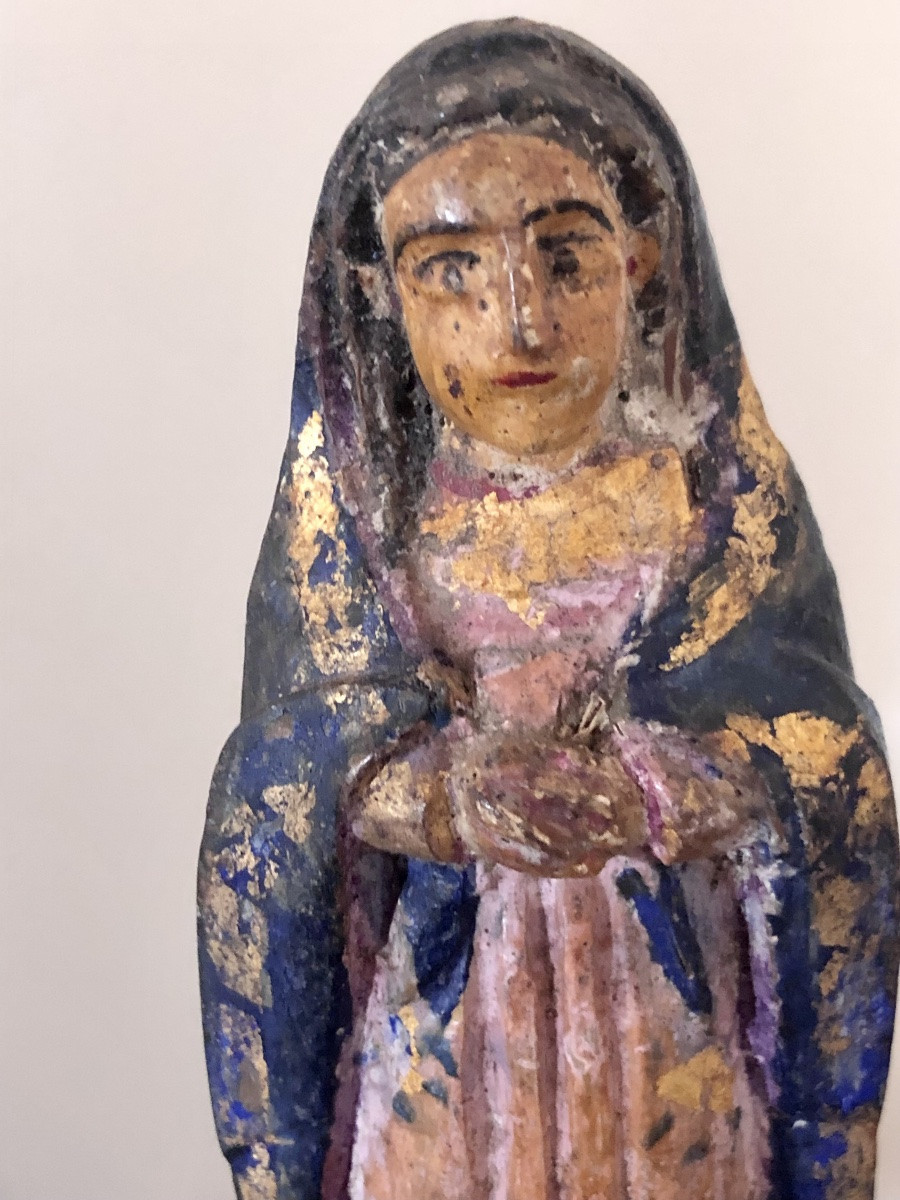 Petite Vierge Polychrome Art Populaire Brésil XIX-photo-4