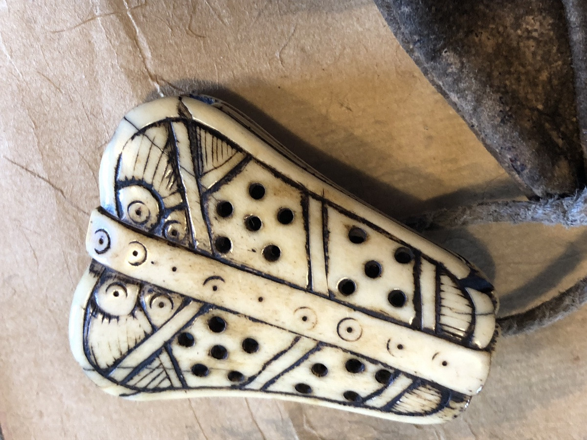 Aumônière Japon XIX avec Netsuké en corne de cerf-photo-3