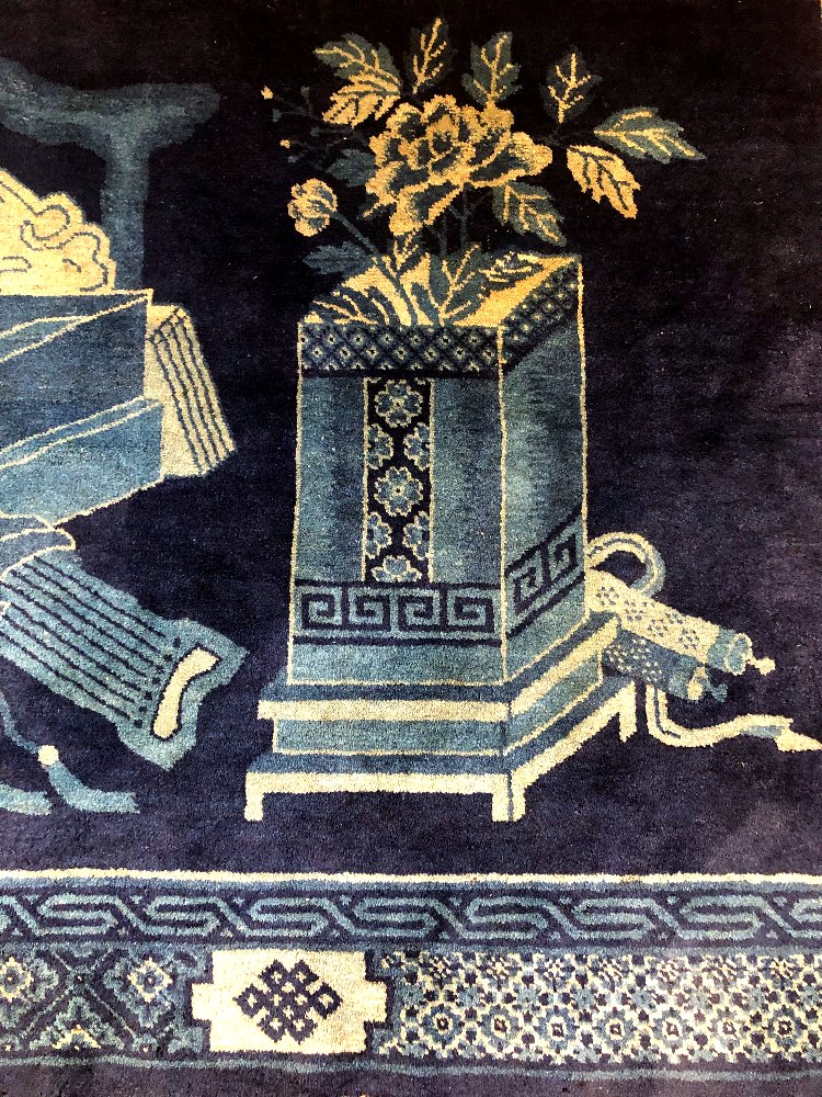 Pao Tao Rug, China, 1920, With Auspicious Attributes-photo-5