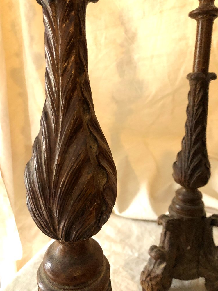 Set Of French Louis XIV Carved Wooden Torches -photo-1