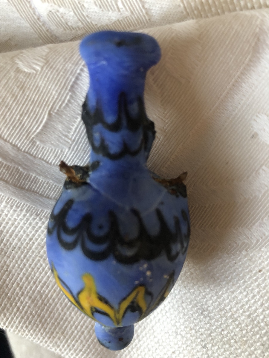 Tiny Blue Phoenician Amphoriskos  600-400 Bc -photo-3