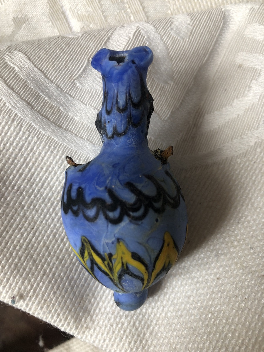 Tiny Blue Phoenician Amphoriskos  600-400 Bc -photo-3